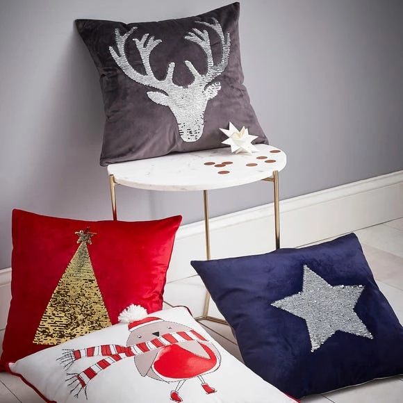 Cheap 🥰 Catherine Lansfield Catherine Lansfield Sequin Stag Grey Cushion 👍 - Image 2