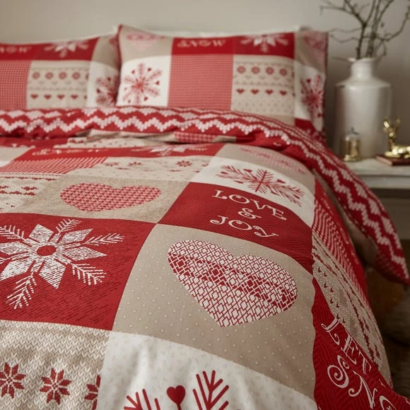 Discount ✔️ Catherine Lansfield Catherine Lansfield Let it Snow Cotton Rich Red Duvet Cover and Pillowcase Set ❤️ - Image 4
