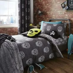 Buy ๐คฉ Catherine Lansfield Catherine Lansfield Skulls Grey Single Duvet Cover and Pillowcase Set ๐