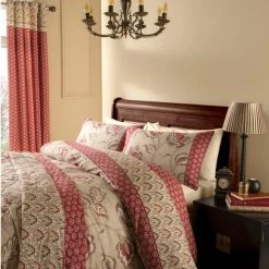 Promo 🤩 Catherine Lansfield Catherine Lansfield Kashmir Red Duvet Cover and Pillowcase Set 🔥