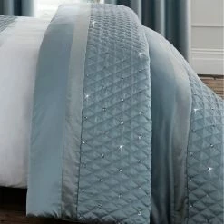 Deals 🌟 Catherine Lansfield Catherine Lansfield Sequin Cluster Duck Egg Bedspread 🛒