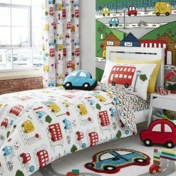 New โ Catherine Lansfield Catherine Lansfield Transport Bright Duvet Cover and Pillowcase Set โค๏ธ