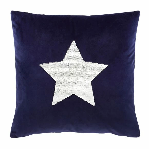 Best deal 💯 Catherine Lansfield Catherine Lansfield Sequin Star Navy Cushion 😉