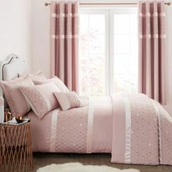 Promo 🤩 Catherine Lansfield Catherine Lansfield Sequin Cluster Blush Duvet Cover and Pillowcase Set ❤️