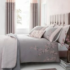 Best Pirce โ๏ธ Catherine Lansfield Catherine Lansfield Embroidered Blossom Grey Duvet Cover and Pillowcase Set ๐ฏ