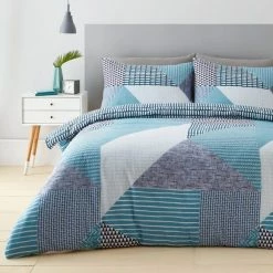 Brand new ๐ Catherine Lansfield Catherine Lansfield Larsson Geo Teal Duvet Cover and Pillowcase Set ๐
