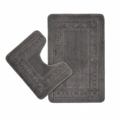 Discount ✨ Catherine Lansfield Catherine Lansfield Armoni Grey Bath and Pedestal Mat Set ❤️