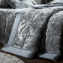 Coupon 👏 Catherine Lansfield Catherine Lansfield Silver Crushed Velvet Bedspread ❤️