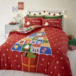 Discount 🔥 Catherine Lansfield Catherine Lansfield Countdown to 🔔 Christmas Red Duvet Cover and Pillowcase Set 😀