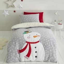 Hot Sale ๐คฉ Catherine Lansfield Catherine Lansfield Grey Cosy Snowman Duvet Cover and Pillowcase Set ๐