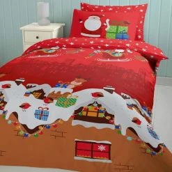 New 🎉 Catherine Lansfield Catherine Lansfield Santas 🔔 Christmas Presents Duvet Cover and Pillowcase Set 👍