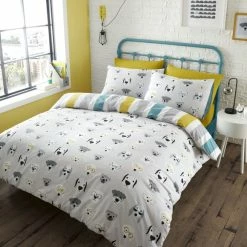 Brand new 🔔 Catherine Lansfield Catherine Lansfield Cool 🐶 Dogs Grey Reversible Duvet Cover and Pillowcase Set 🔔