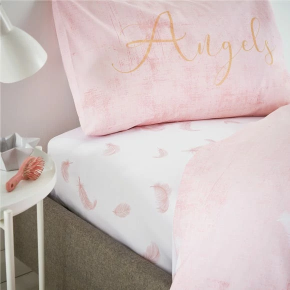 Outlet 🤩 Catherine Lansfield Catherine Lansfield Angel Blush Fitted Sheet 😉