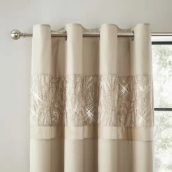 Cheap 👍 Catherine Lansfield Catherine Lansfield Velvet Sparkle Champagne Eyelet Curtains ⌛