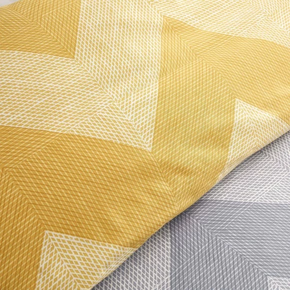 Promo ⭐ Catherine Lansfield Catherine Lansfield Chevron Geo Ochre and Yellow Duvet Cover and Pillowcase Set Twin Pack ❤️ - Image 3