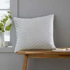 Best Sale ✨ Catherine Lansfield Catherine Lansfield So Soft Velvet Touch Silver Zig Zag Pinsonic Cushion 🎉