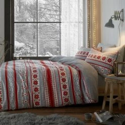 Best Sale 🥰 Catherine Lansfield Catherine Lansfield So Soft Velvet Touch Fairisle Duvet Cover and Pillowcase Set 😍
