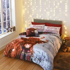 Outlet 🔥 Catherine Lansfield Catherine Lansfield Merry Christmoo Duvet Cover and Pillowcase Set 👏