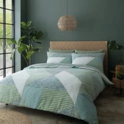 Best Sale ๐ Catherine Lansfield Catherine Lansfield Larsson Geo Green Duvet Cover and Pillowcase Set โญ