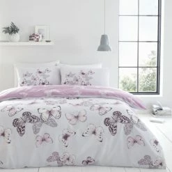 Discount 🥰 Catherine Lansfield Catherine Lansfield Scatter Butterfly Heather Duvet Cover and Pillowcase Set 🎉