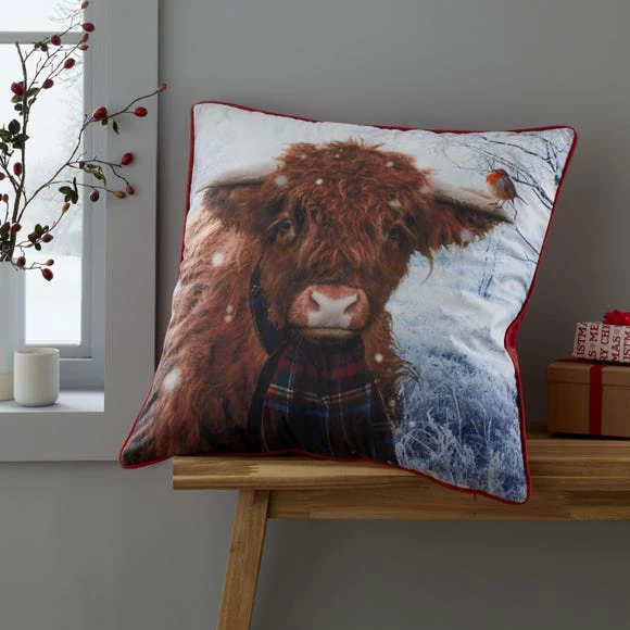 Promo ๐ Catherine Lansfield CL Highland Cow Cushion โ