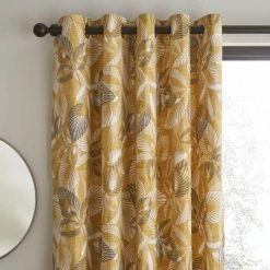 Wholesale 😀 Catherine Lansfield Catherine Lansfield Abbotsley Leaf Ochre Eyelet Curtains 🎉