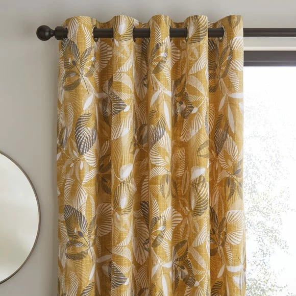 Wholesale 😀 Catherine Lansfield Catherine Lansfield Abbotsley Leaf Ochre Eyelet Curtains 🎉