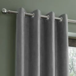 Cheap 🌟 Catherine Lansfield Catherine Lansfield Faux Suede Grey Eyelet Curtains 💯