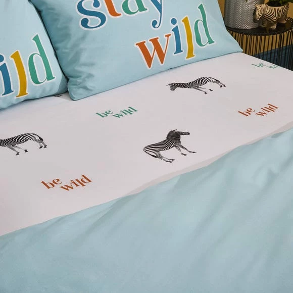 New 🥰 Catherine Lansfield Catherine Lansfield Stay Wild Zebra Fitted Sheet 🤩
