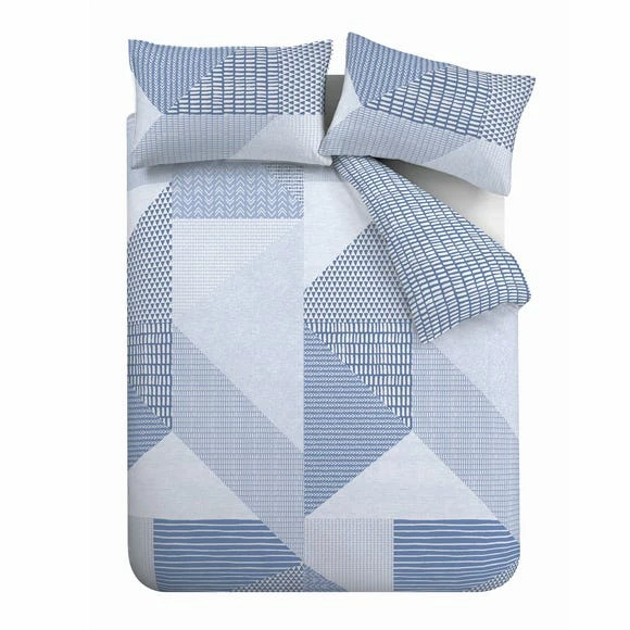 Best Pirce 👏 Catherine Lansfield Catherine Lansfield Larsson Geo Blue Duvet Cover and Pillowcase Set 🤩 - Image 5