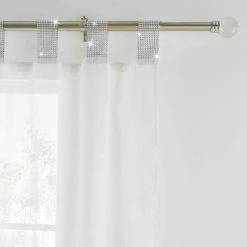 Deals 👍 Catherine Lansfield Catherine Lansfield Diamante Sparkle Tab Top Voile Curtain Panel 🌟