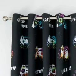 Wholesale ✔️ Catherine Lansfield Catherine Lansfield Game Over Black Eyelet Curtains 🧨