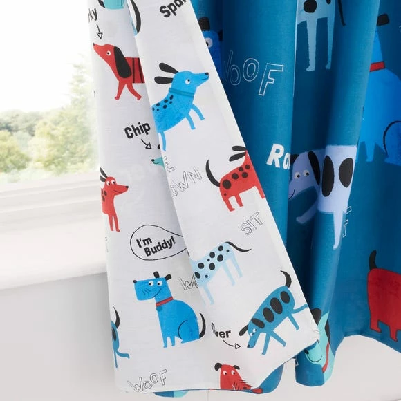 Brand new ๐ Catherine Lansfield Catherine Lansfield Woofing ๐ Dogs Blue Eyelet Curtains ๐ - Image 5