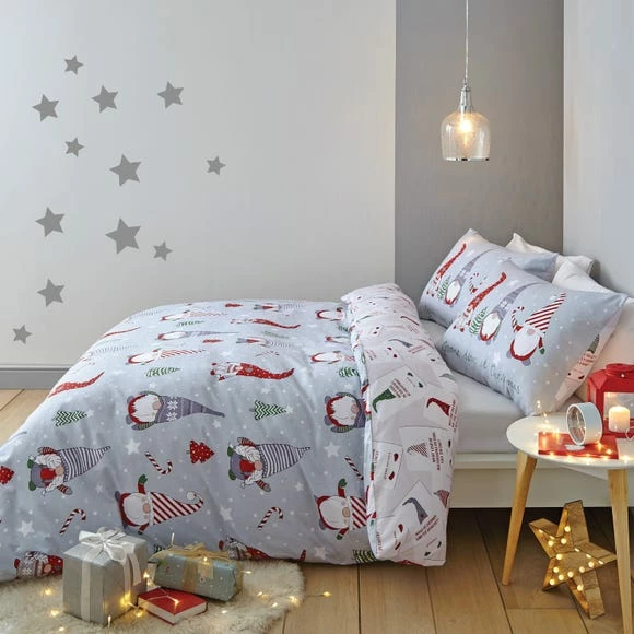 Coupon 🛒 Catherine Lansfield Catherine Lansfield Brushed 🎅 Christmas Gnomes Duvet Cover Set 😍