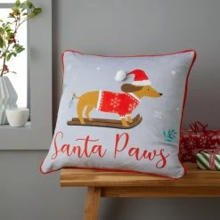 Best Sale ⭐ Catherine Lansfield Catherine Lansfield 🎄 Christmas Santa Paws Cushion 👍