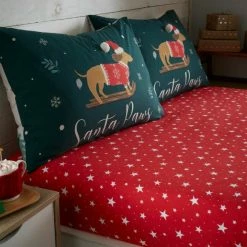 Best deal 🥰 Catherine Lansfield Catherine Lansfield 🎁 Christmas Stars Fitted Sheet ❤️